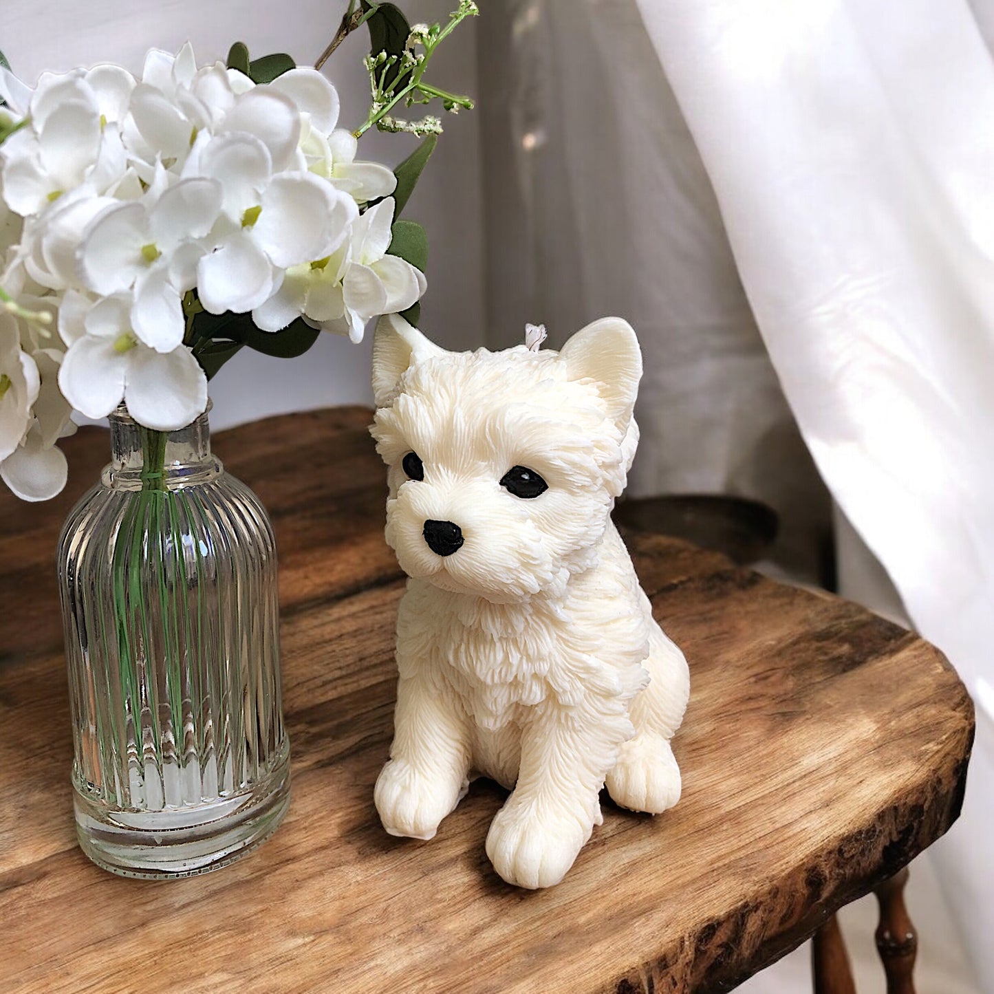 Large Westie Dog Pillar Candle