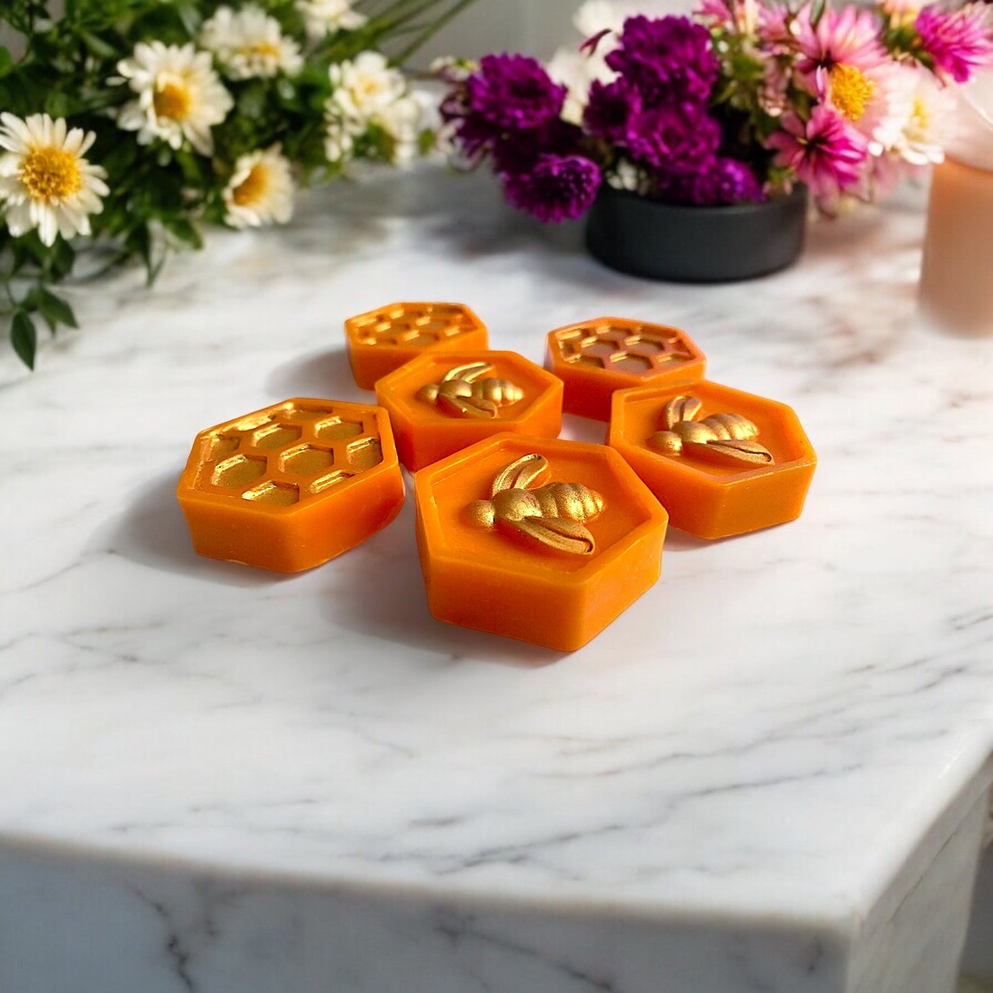 Decorated Wax Melts With Bee And Hive Designs