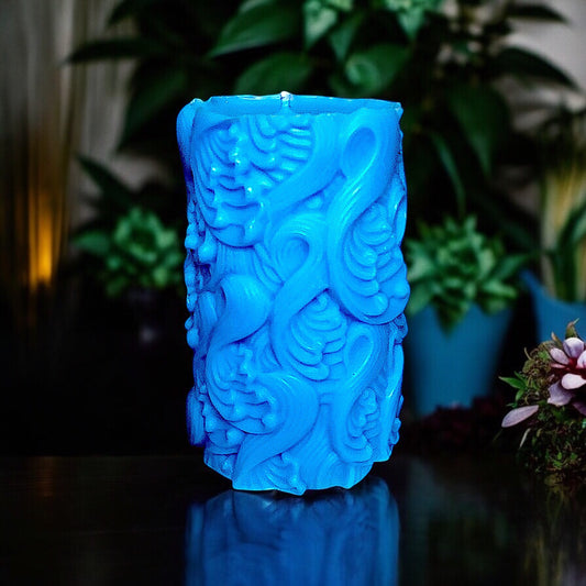 Blue Wave Pillar Candle