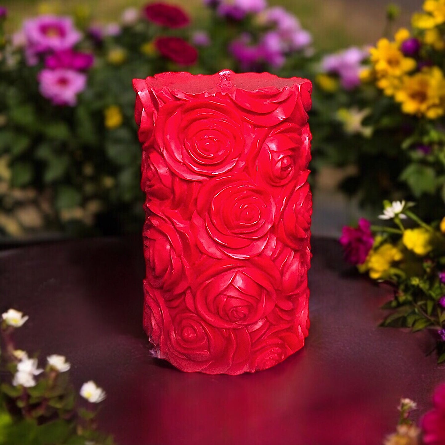 Red Rose Pillar Candle