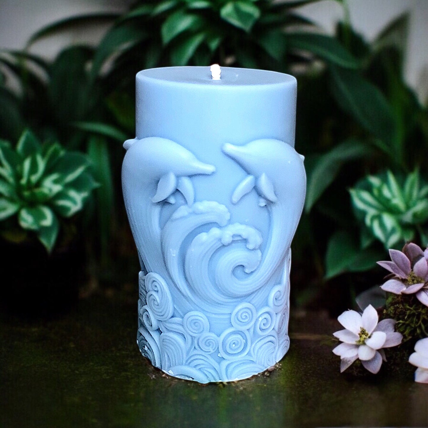 Blue Dolphin Pillar Candle