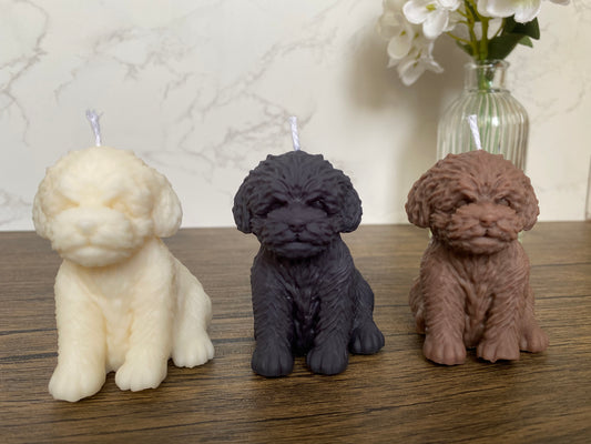 Poodle/Terrier Dog Puppy Pillar Candle